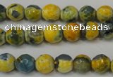 CAG5673 15 inches 6mm faceted round fire crackle agate beads