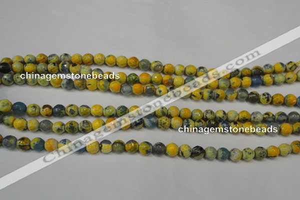 CAG5673 15 inches 6mm faceted round fire crackle agate beads