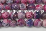 CAG5674 15 inches 6mm faceted round fire crackle agate beads