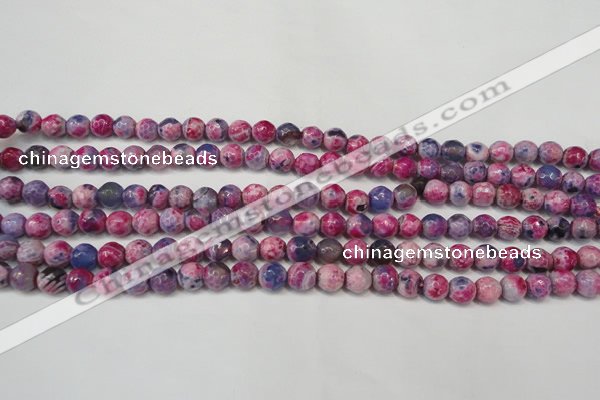 CAG5674 15 inches 6mm faceted round fire crackle agate beads