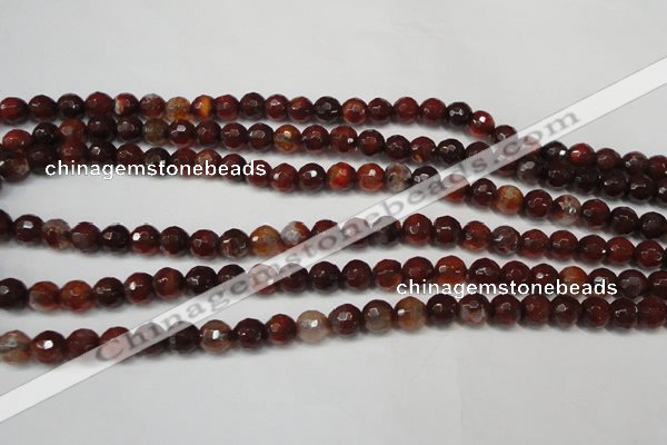 CAG5676 15 inches 6mm faceted round fire crackle agate beads