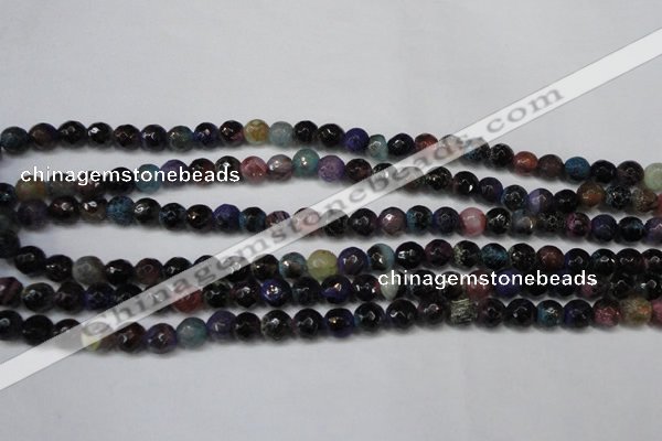 CAG5677 15 inches 6mm faceted round fire crackle agate beads