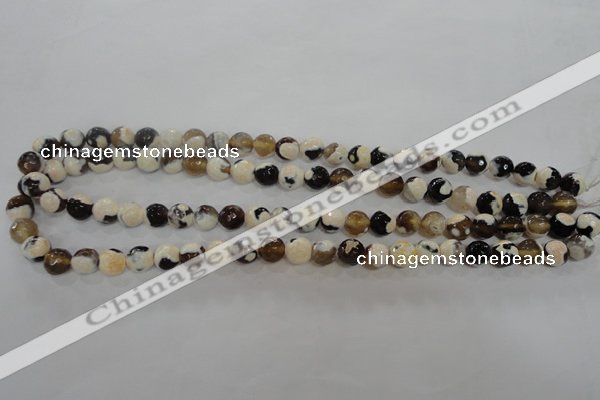 CAG5681 15 inches 8mm faceted round fire crackle agate beads