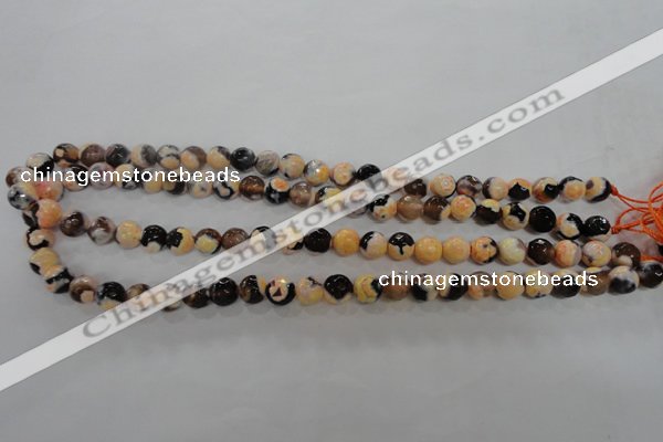 CAG5682 15 inches 8mm faceted round fire crackle agate beads