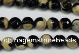 CAG5683 15 inches 8mm faceted round fire crackle agate beads