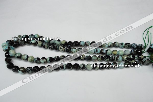 CAG5685 15 inches 8mm faceted round fire crackle agate beads