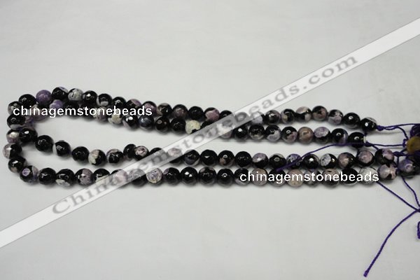 CAG5686 15 inches 8mm faceted round fire crackle agate beads