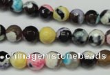 CAG5690 15 inches 8mm faceted round fire crackle agate beads