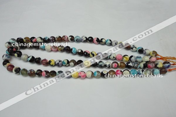 CAG5690 15 inches 8mm faceted round fire crackle agate beads