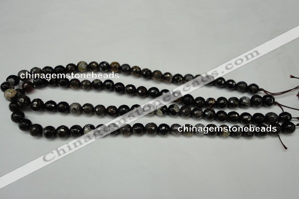 CAG5693 15 inches 8mm faceted round fire crackle agate beads