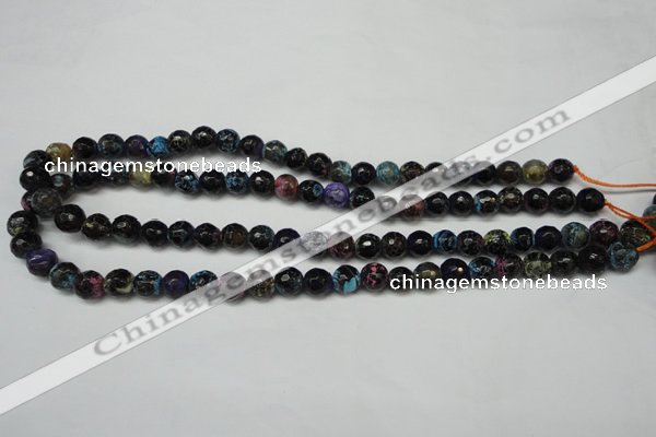 CAG5694 15 inches 8mm faceted round fire crackle agate beads