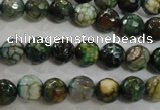 CAG5695 15 inches 8mm faceted round fire crackle agate beads