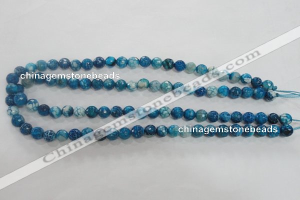 CAG5697 15 inches 8mm faceted round fire crackle agate beads