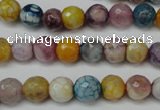 CAG5700 15 inches 8mm faceted round fire crackle agate beads