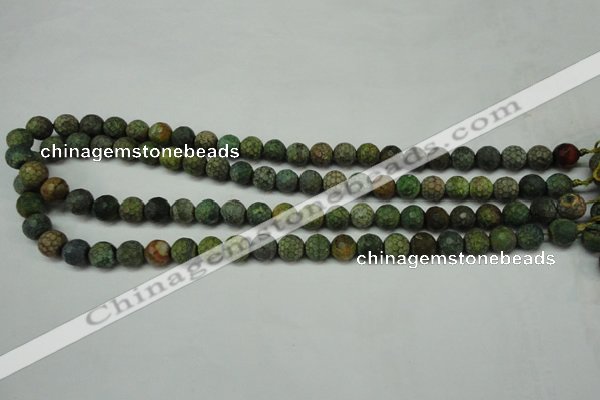 CAG5702 15 inches 8mm faceted round fire crackle agate beads