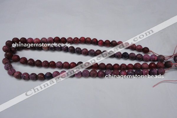 CAG5704 15 inches 8mm faceted round fire crackle agate beads