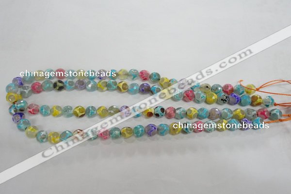 CAG5707 15 inches 8mm faceted round tibetan agate beads wholesale