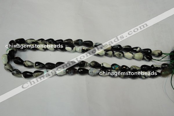 CAG5710 15 inches 8*12mm faceted teardrop fire crackle agate beads