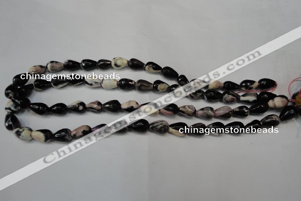 CAG5711 15 inches 8*12mm faceted teardrop fire crackle agate beads