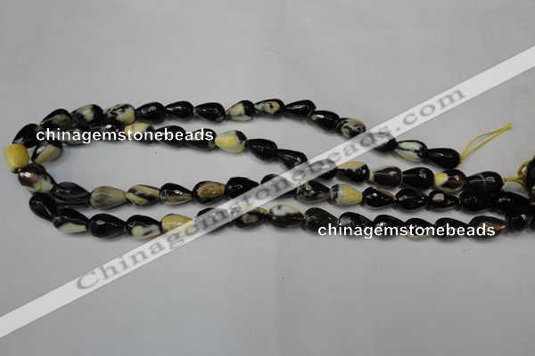 CAG5712 15 inches 8*12mm faceted teardrop fire crackle agate beads