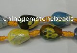 CAG5716 15 inches 10*14mm faceted teardrop fire crackle agate beads