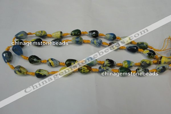 CAG5716 15 inches 10*14mm faceted teardrop fire crackle agate beads