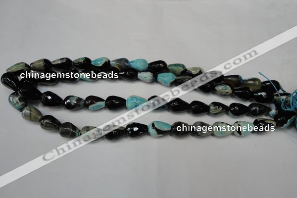 CAG5717 15 inches 10*14mm faceted teardrop fire crackle agate beads