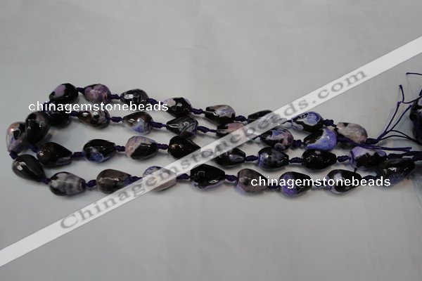 CAG5720 15 inches 12*16mm faceted teardrop fire crackle agate beads