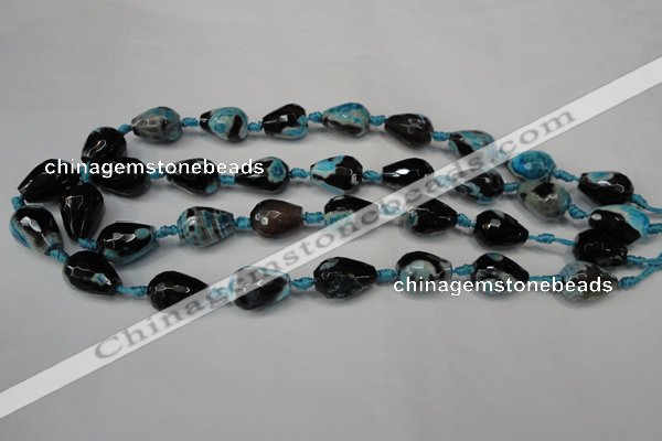 CAG5723 15 inches 12*16mm faceted teardrop fire crackle agate beads