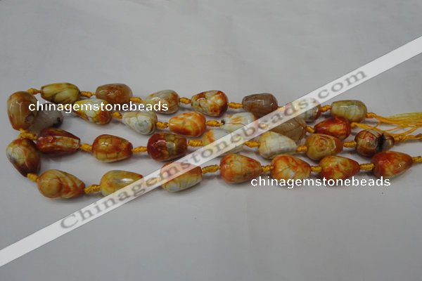 CAG5726 15 inches 13*18mm faceted teardrop fire crackle agate beads