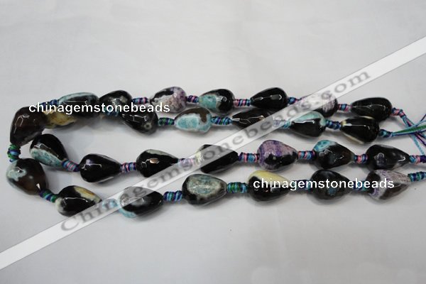 CAG5727 15 inches 13*18mm faceted teardrop fire crackle agate beads