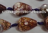 CAG5732 15 inches 15*20mm faceted teardrop fire crackle agate beads