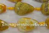 CAG5733 15 inches 15*20mm faceted teardrop fire crackle agate beads