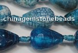 CAG5735 15 inches 15*20mm faceted teardrop fire crackle agate beads