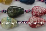 CAG5736 15 inches 15*20mm faceted teardrop fire crackle agate beads