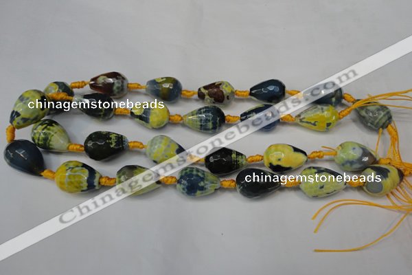 CAG5739 15 inches 15*20mm faceted teardrop fire crackle agate beads