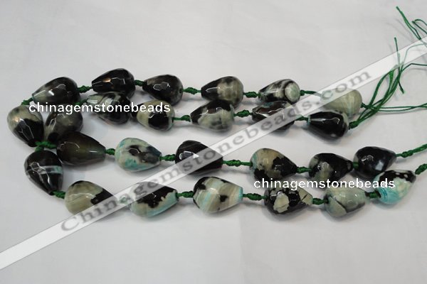 CAG5744 15 inches 15*20mm faceted teardrop fire crackle agate beads