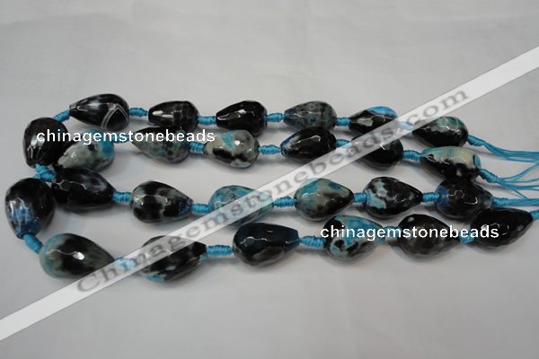 CAG5745 15 inches 15*20mm faceted teardrop fire crackle agate beads