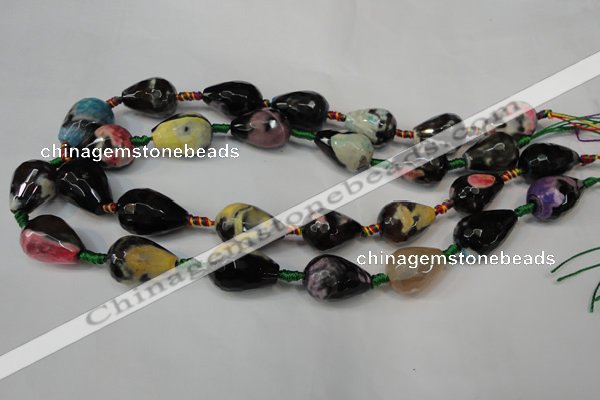 CAG5746 15 inches 15*20mm faceted teardrop fire crackle agate beads