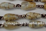 CAG5755 15 inches 8*16mm faceted teardrop fire crackle agate beads