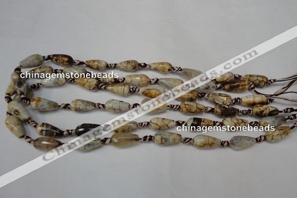 CAG5755 15 inches 8*16mm faceted teardrop fire crackle agate beads