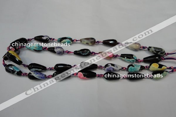 CAG5757 15 inches 10*20mm faceted teardrop fire crackle agate beads