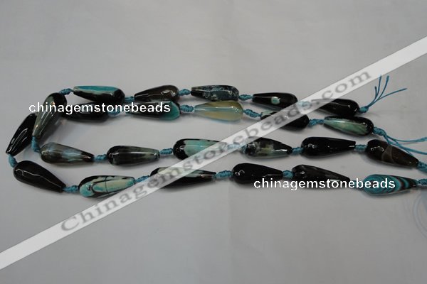 CAG5760 15 inches 10*30mm faceted teardrop fire crackle agate beads
