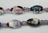 CAG5772 15 inches 8*12mm faceted rice fire crackle agate beads