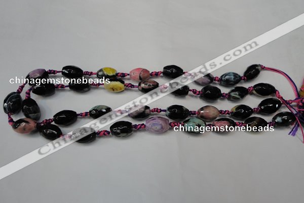 CAG5775 15 inches 10*14mm faceted rice fire crackle agate beads