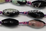 CAG5777 15 inches 10*20mm faceted rice fire crackle agate beads