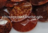 CAG578 15.5 inches 30*40mm faceted oval natural fire agate beads