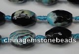 CAG5785 15 inches 12*16mm faceted rice fire crackle agate beads