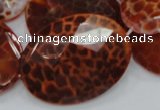 CAG579 15.5 inches 40*50mm faceted oval natural fire agate beads