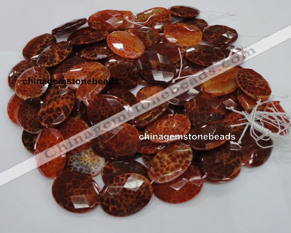 CAG579 15.5 inches 40*50mm faceted oval natural fire agate beads